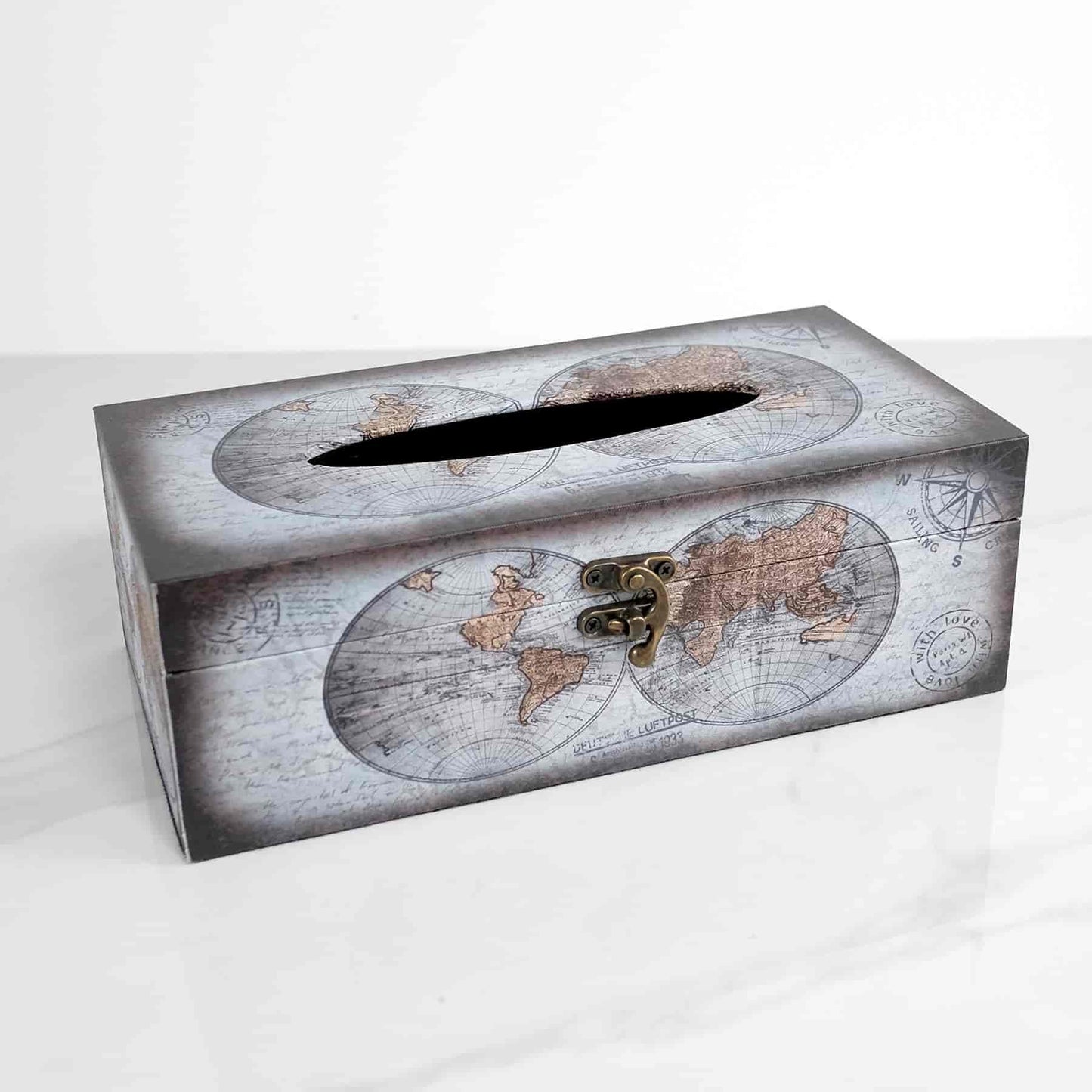 Boite à mouchoirs design globe terrestre