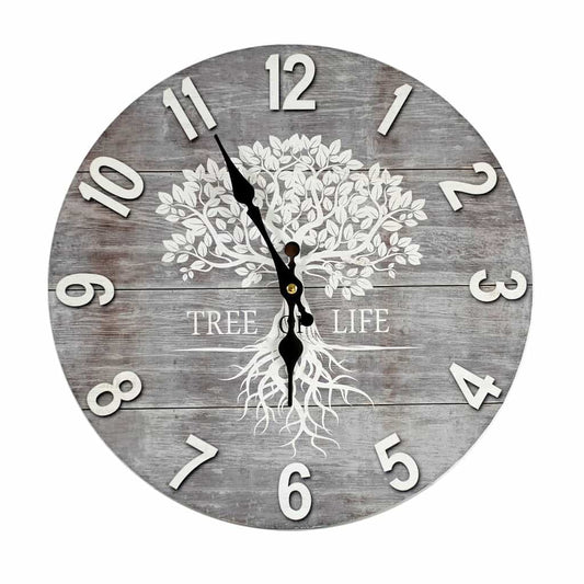 Horloge arbre de vie en bois gris