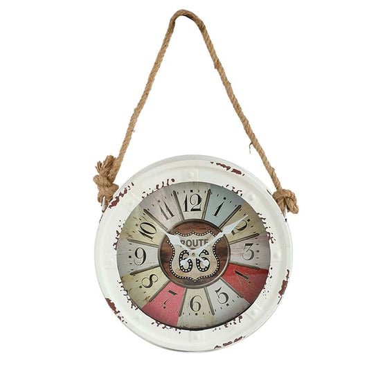 Horloge route 66 métal blanc vintage