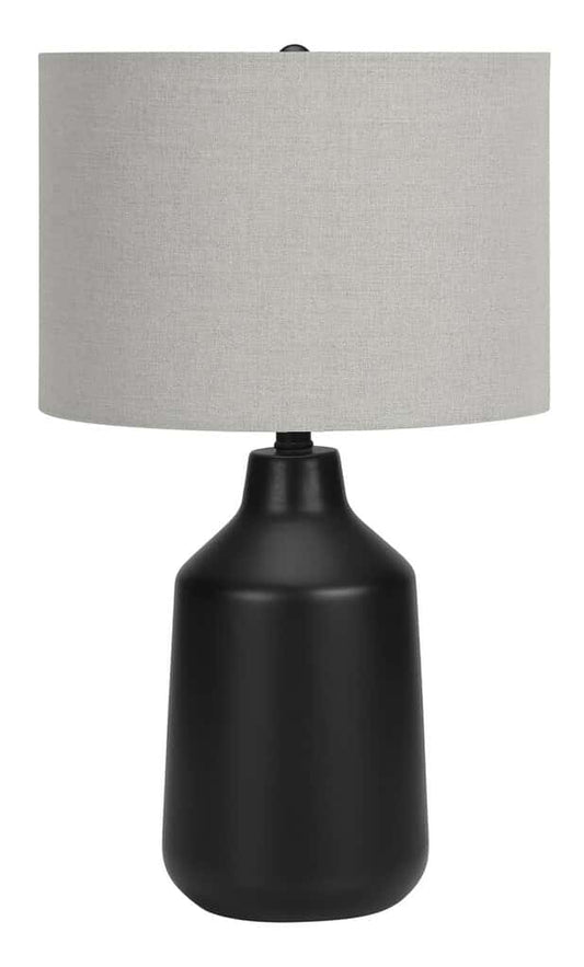 Lampe de table béton noir et abat-jour gris