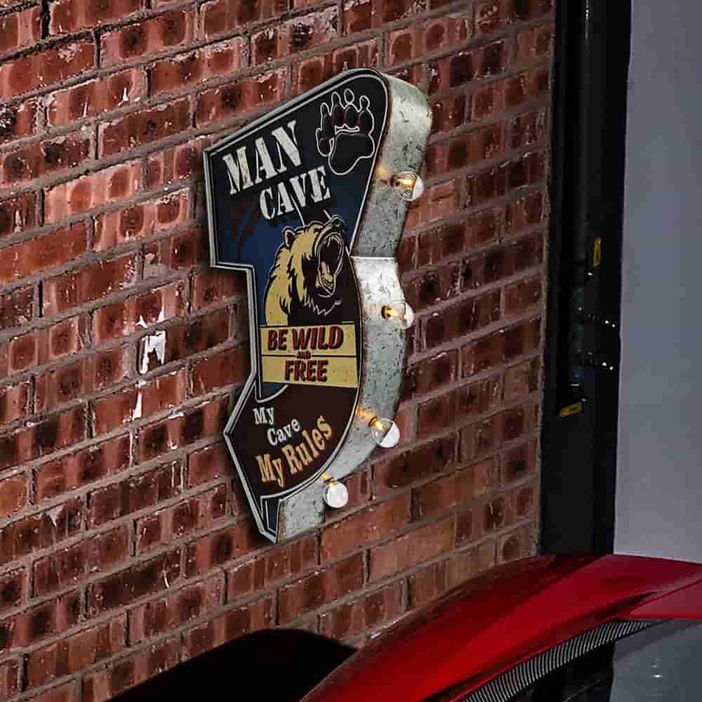 Enseigne lumineuse en métal man cave