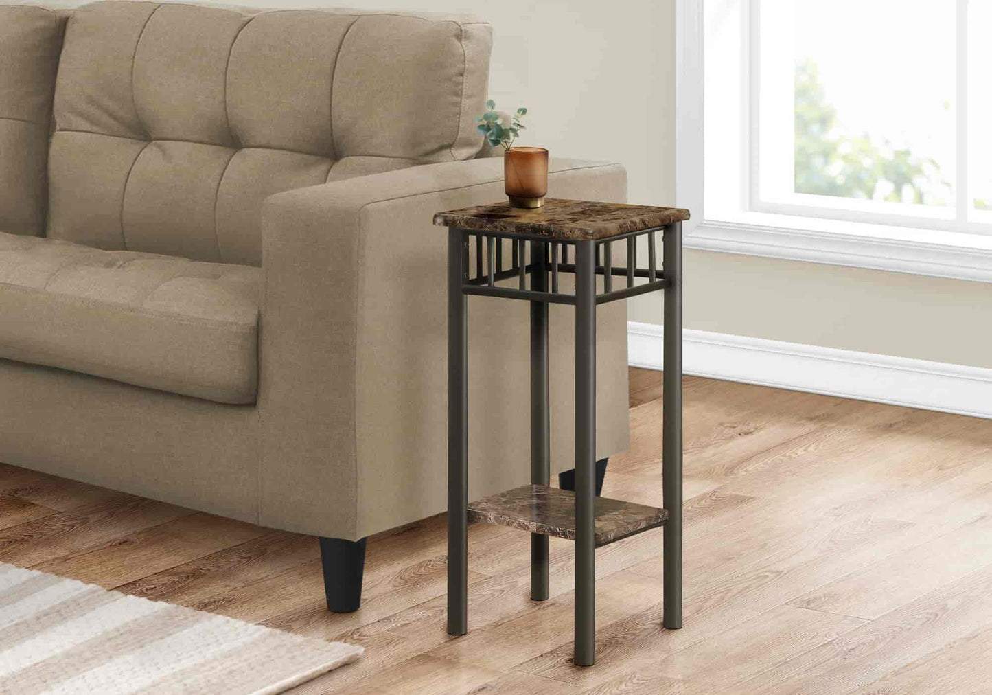 Table d'appoint faux marbre espresso