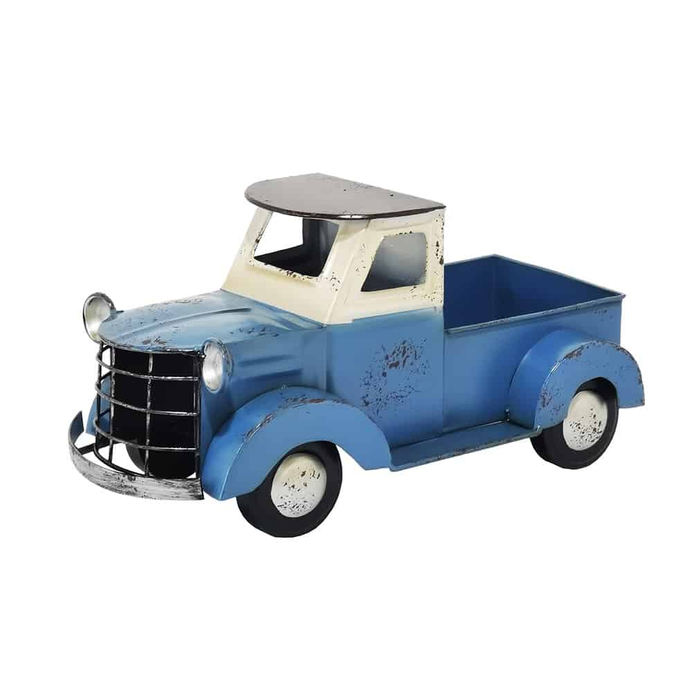 Camion de ferme bleu en métal vintage