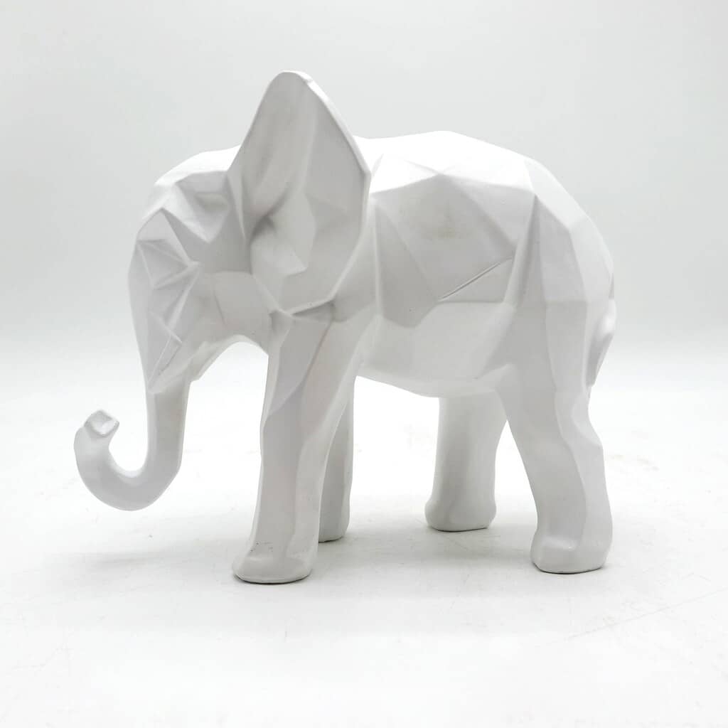 Éléphant statue blanc moderne en résine