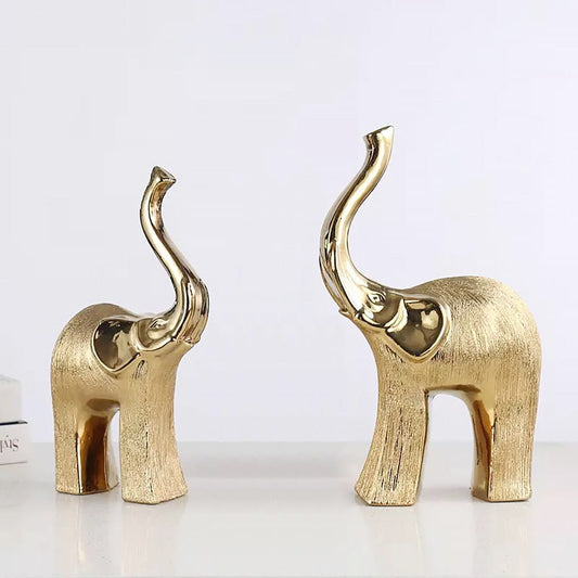Ensemble de 2 éléphants décoratif or