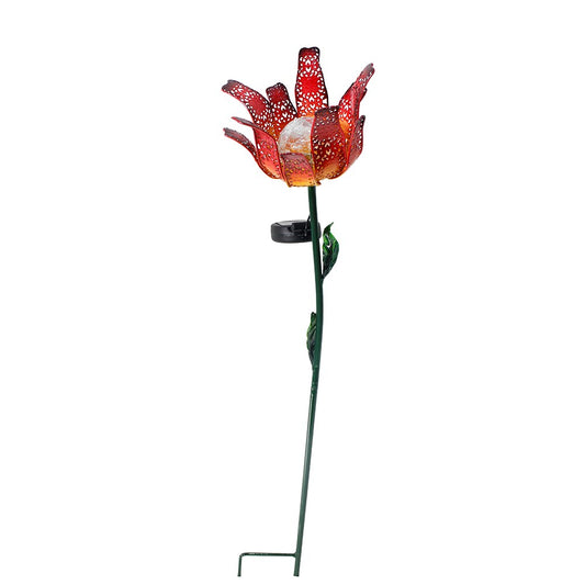 Fleur rouge SOLAIRE led