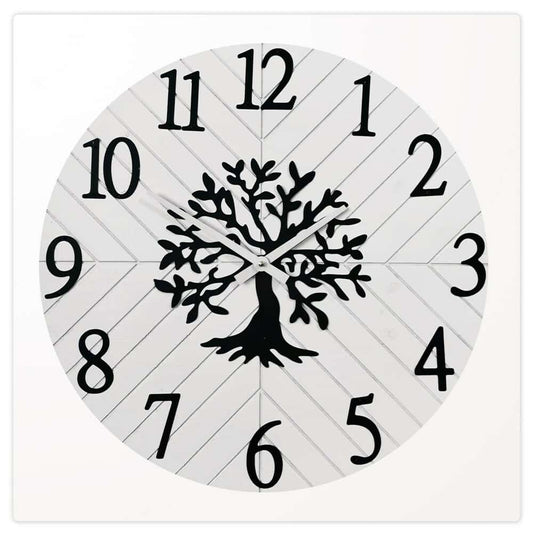 Arbre de vie horloge murale en bois et métal