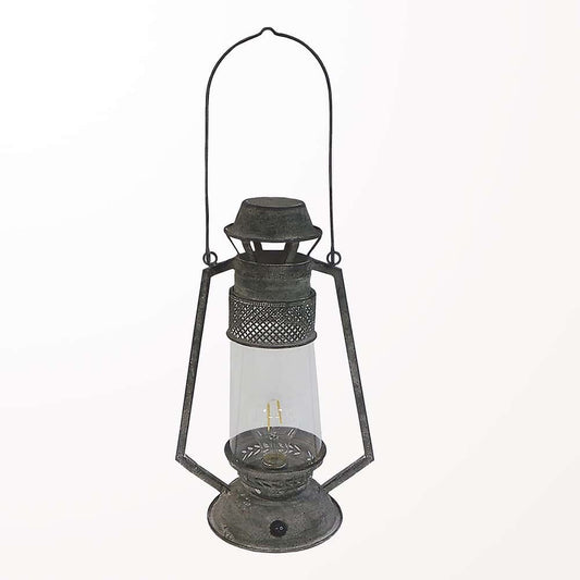 Lanterne en métal et verre avec lumière LED