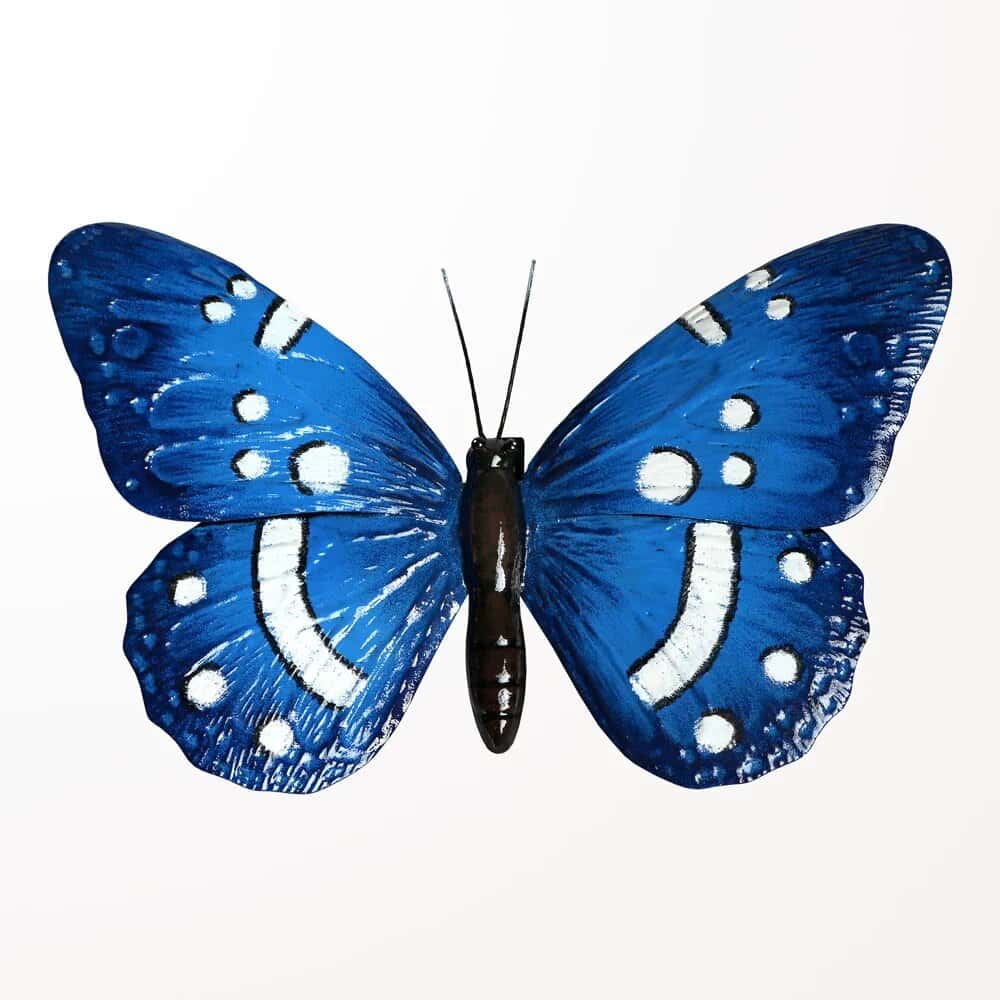 Papillon mural bleu en métal