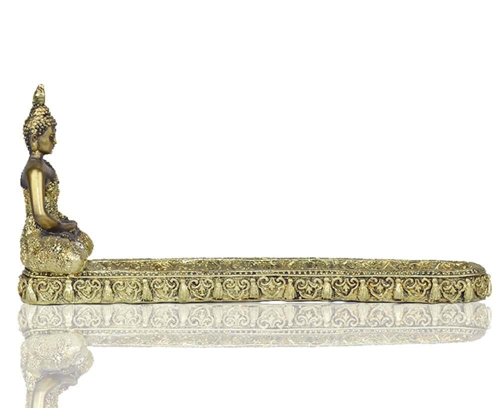 Porte encens bouddha antique or