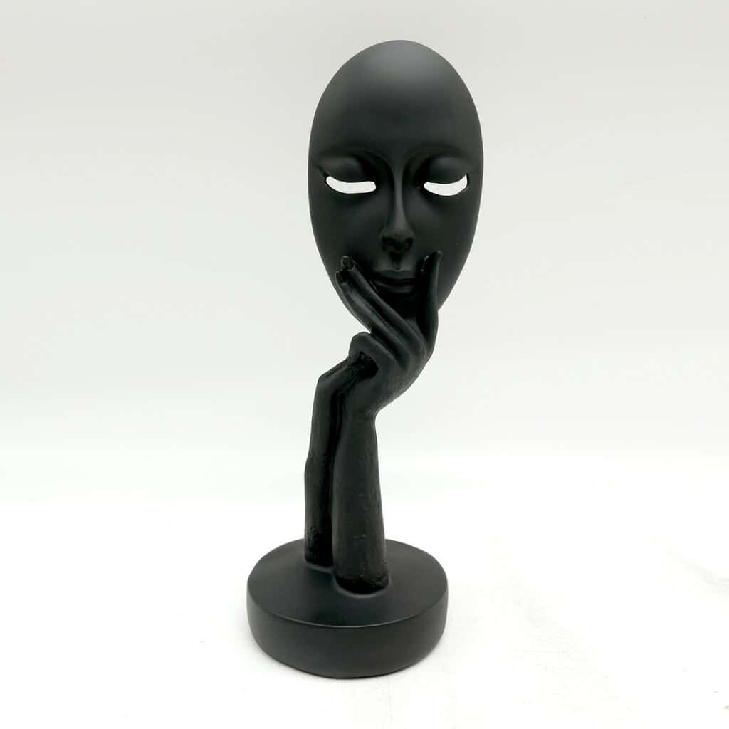 Statue figure moderne noire en résine