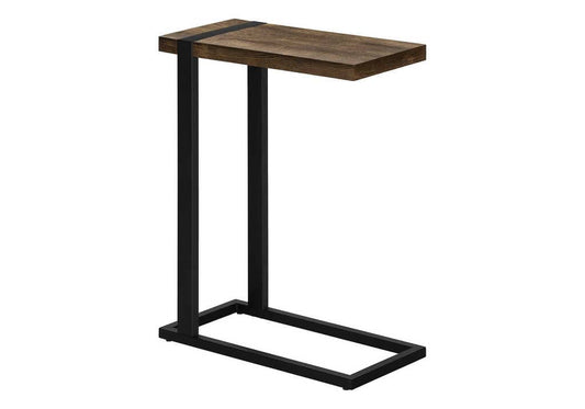 Table d'appoint faux bois brun métal noir