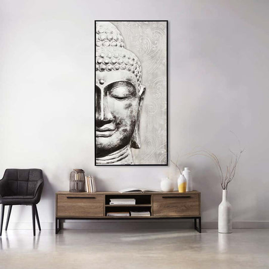 Toile bouddha noir et blanc avec textures